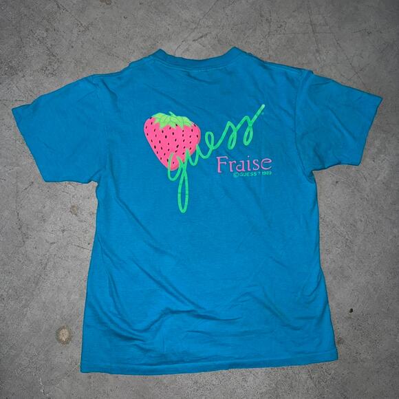 Vintage Guess Fraise Strawberry 1989 Single Stitch T Shirt - Picture 2 of 7